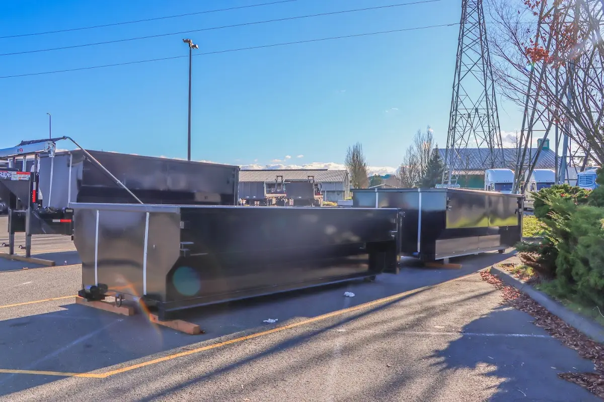 Roll-off dumpster ready for waste disposal at job site for 3 Yard Dumpster Rental in Stone Mountain